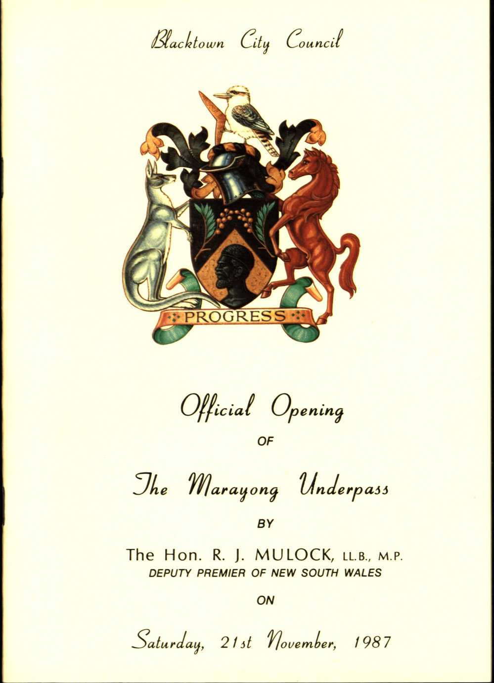 The Marayong underpass, Official opening
