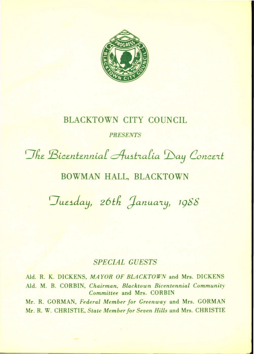 The Bicentennial Australia Day Concert, 1988