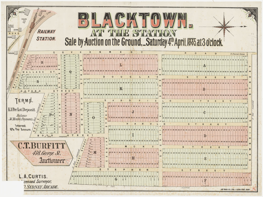 Blacktown Estate, Blacktown subdivision map, 1885.