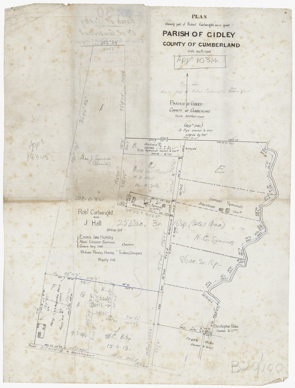 Subdivision of land along Eastern Creek, Parish of Gidley