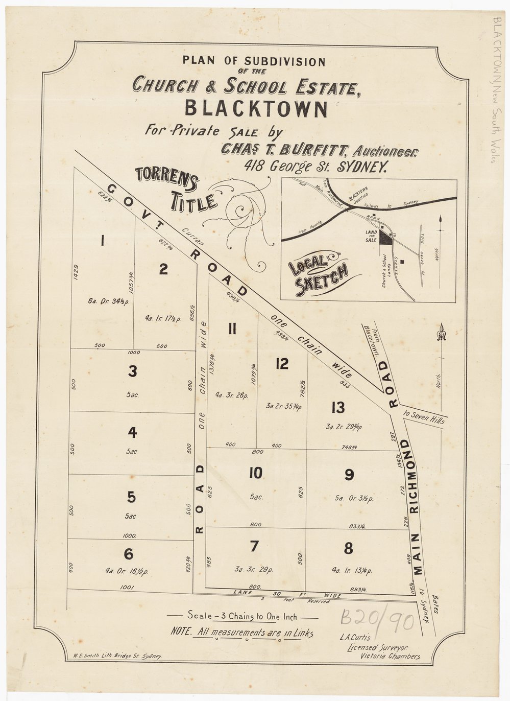 Subdivision Plan of School and Church Estate, Blacktown