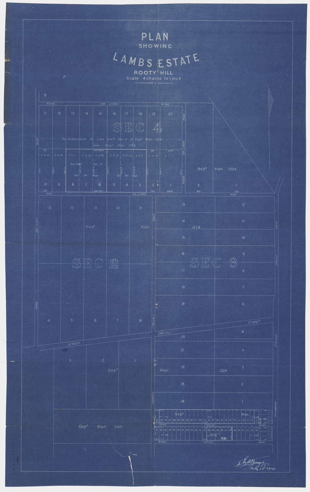 Plan showing Lambs Estate, Rooty Hill, 1914