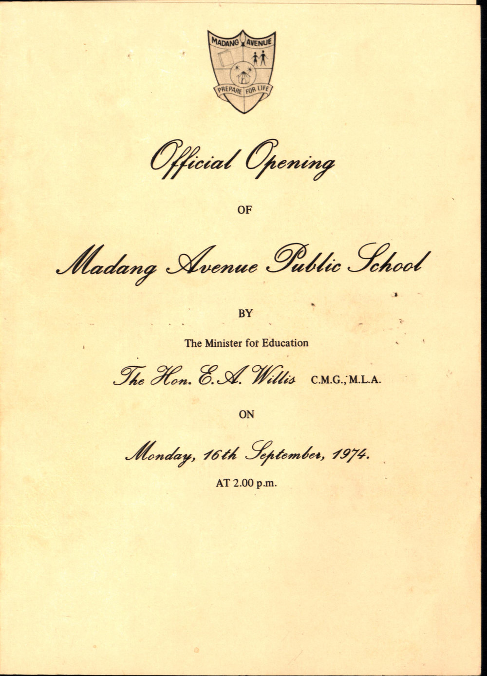 Madang Avenue Public School Whalan, official opening 1974