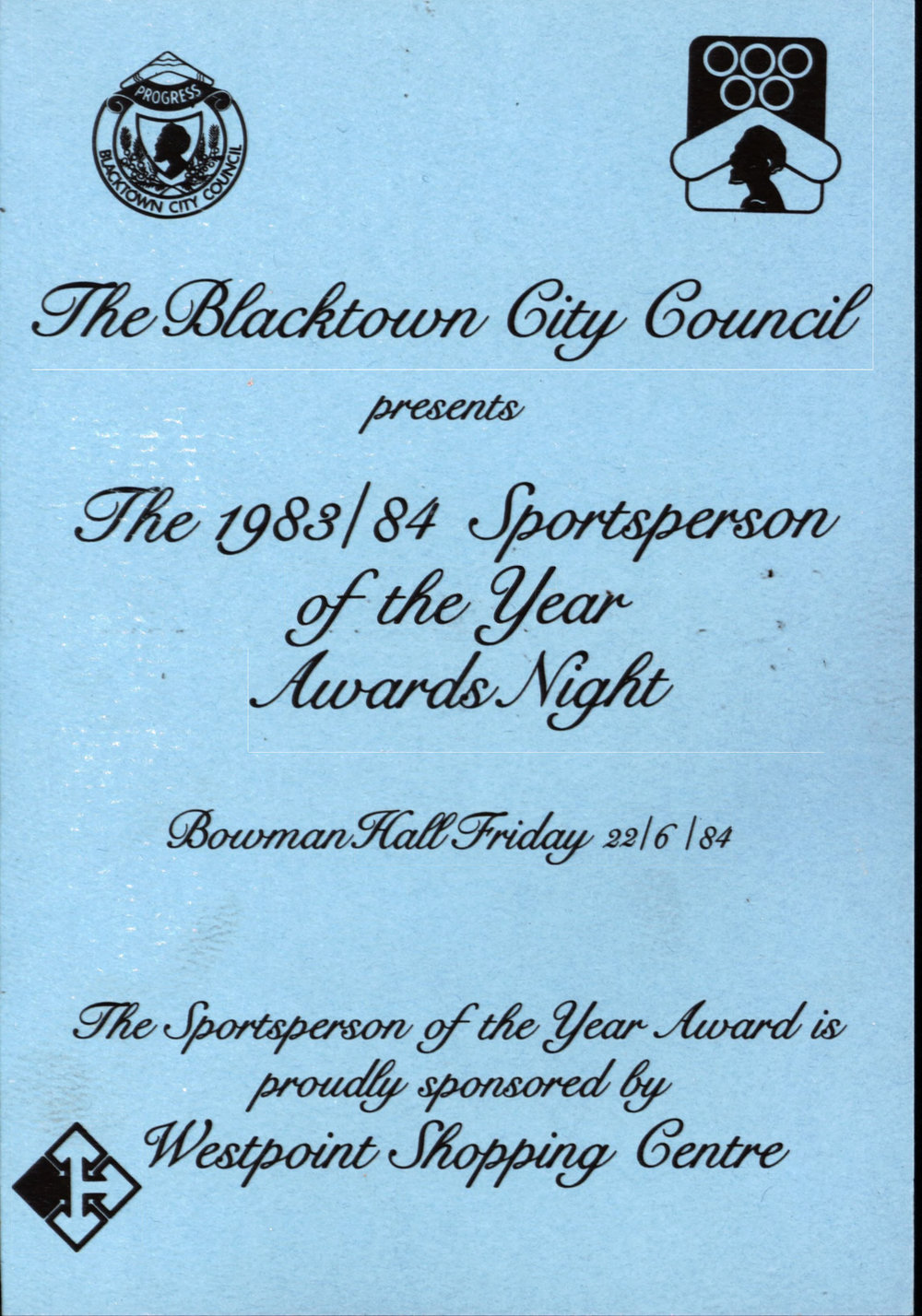 Blacktown City Sportsperson of the Year Awards Night, 1983/1984