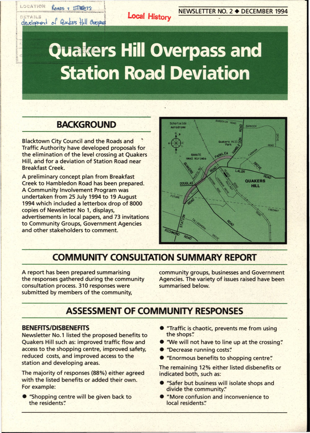 Quakers Hill Overpass and Station Road deviation, 1994
