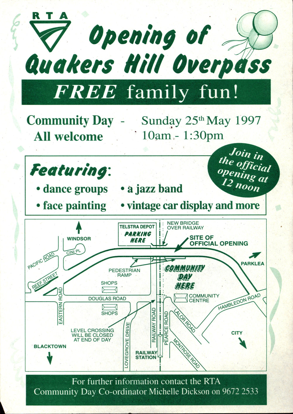 Quakers Hill overpass opening, 1997