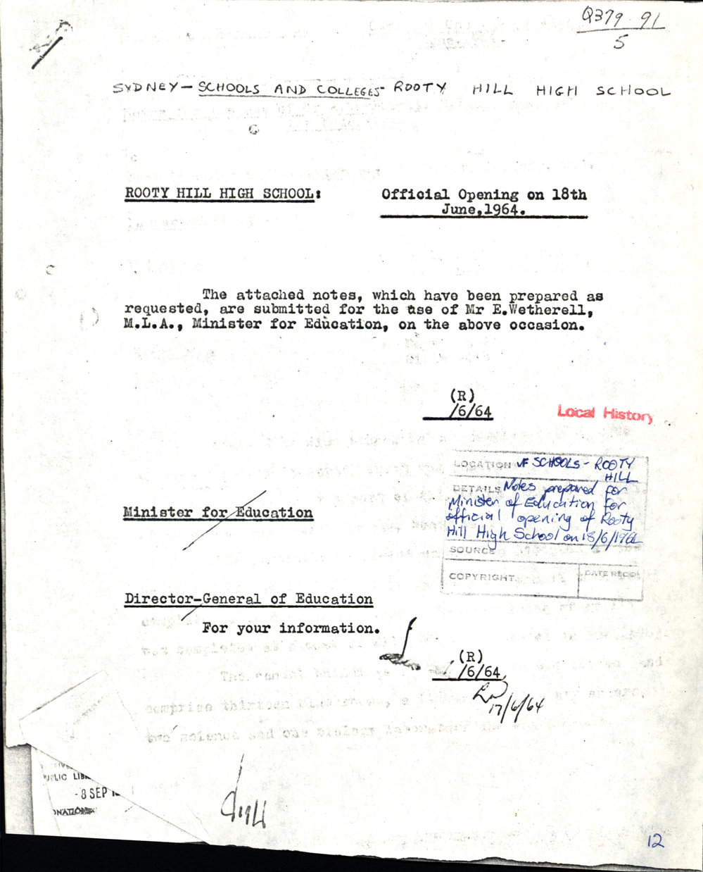 Rooty Hill High School - official opening 1964