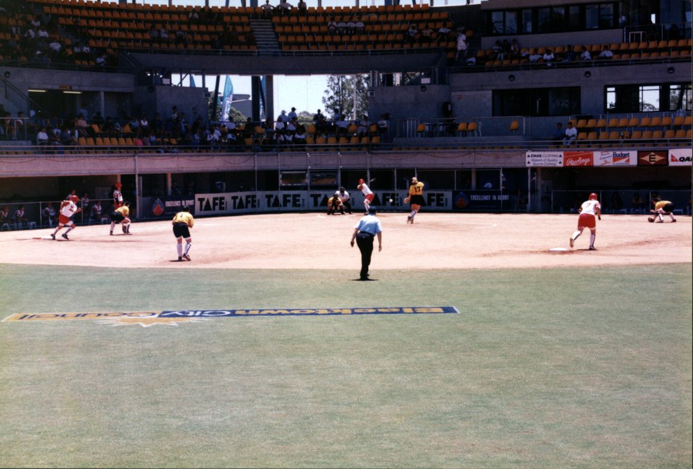 Softball match, Blacktown Olympic Park, c2000