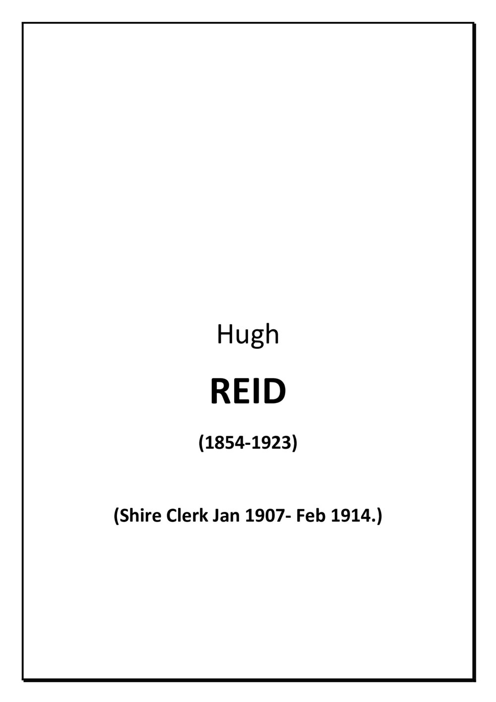 Hugh Reid - biography