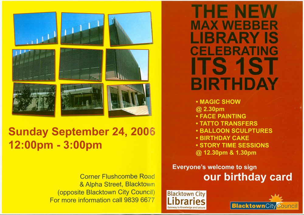 Max Webber Library, first birthday 2006