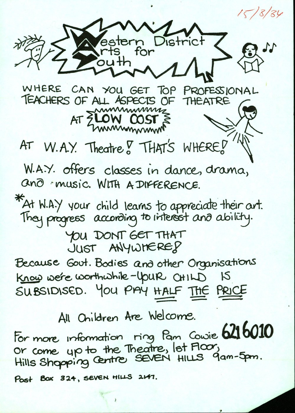 Western District Arts for Youth poster, 1984