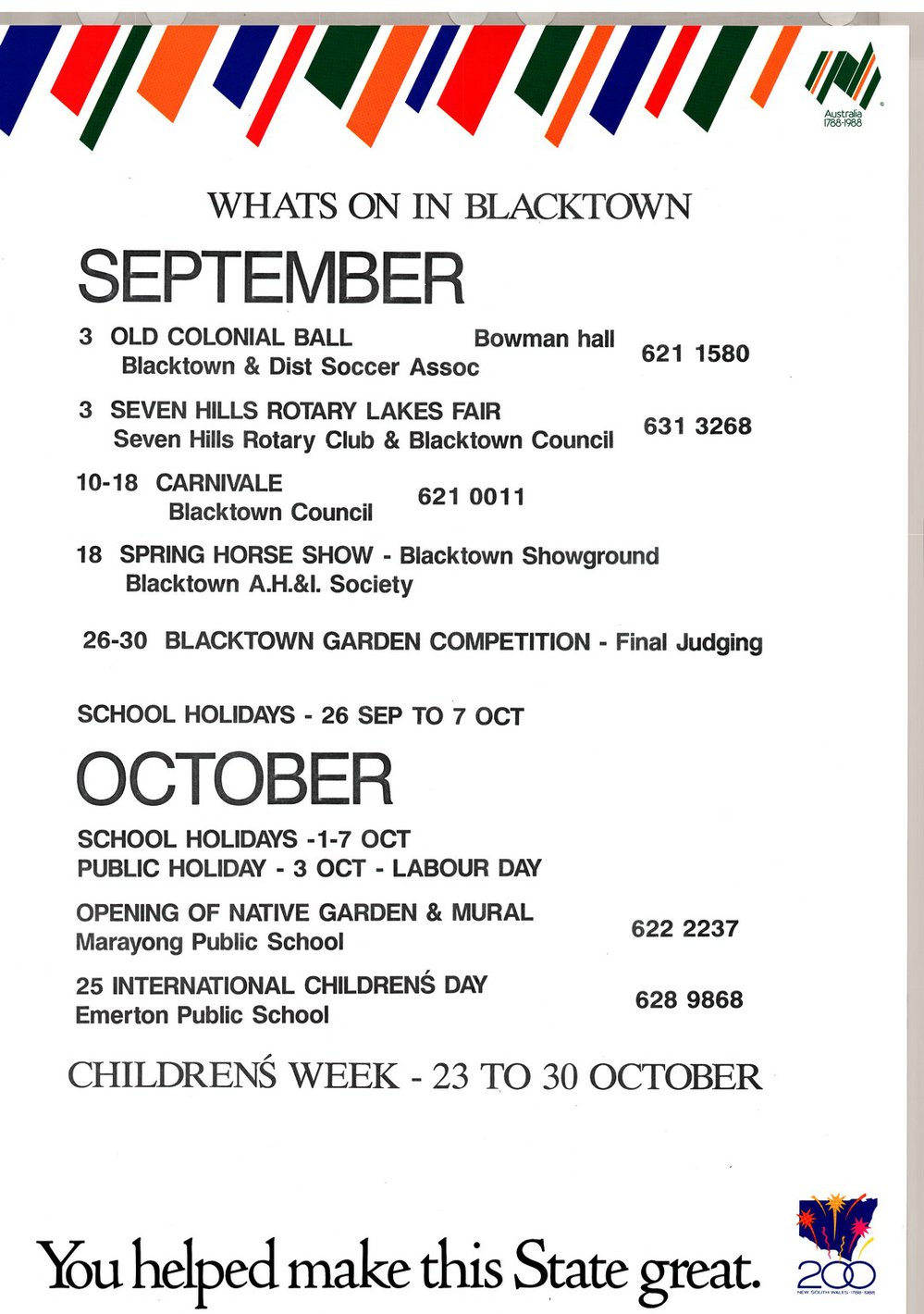 What's On in Blacktown September and October 1988