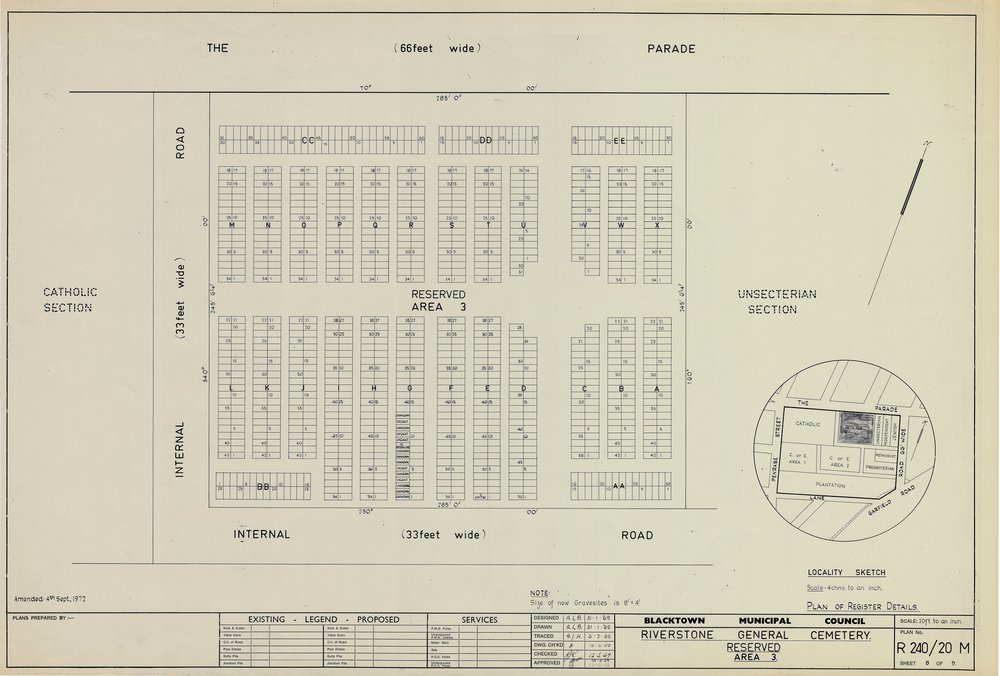 Riverstone General Cemetery, Reserved section Area 3