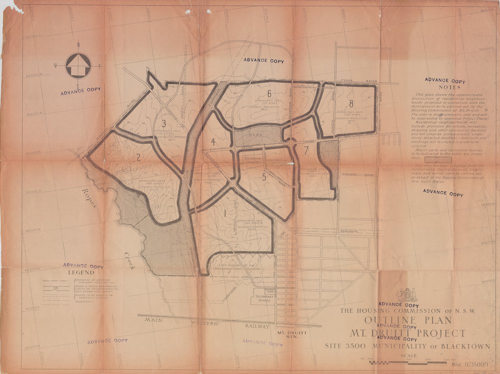 Outline plan  Mt Druitt Project, The Housing Commission of New South Wales