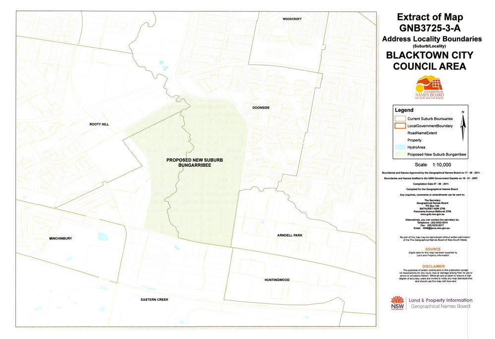 Proposed new suburb Bungarribee, Blacktown City Council