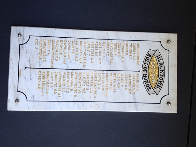 Blacktown Roll of Honour, 1914 - 1918