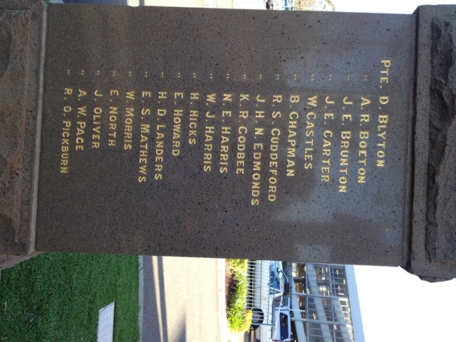 Blacktown War memorial 1914 - 1918, detail of panel