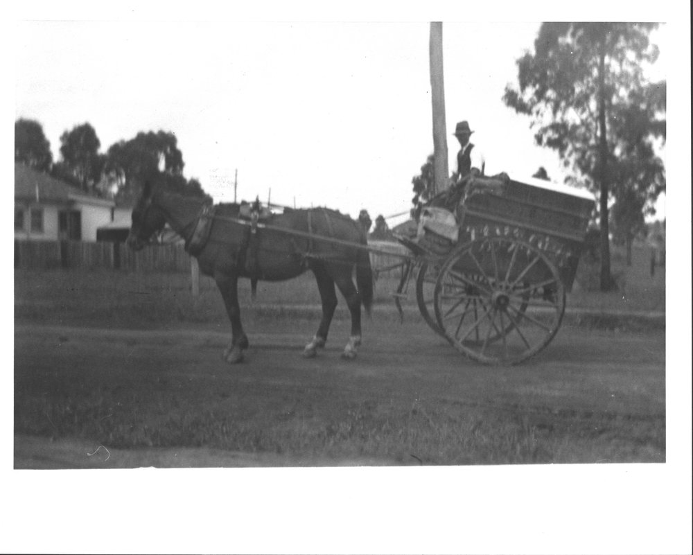 Bread delivery by Sid Knighton on horse and cart