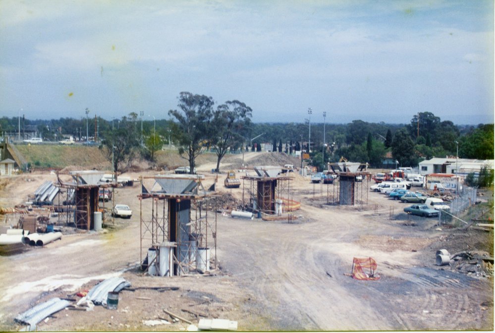 Construction work for 1995 Blacktown railway station