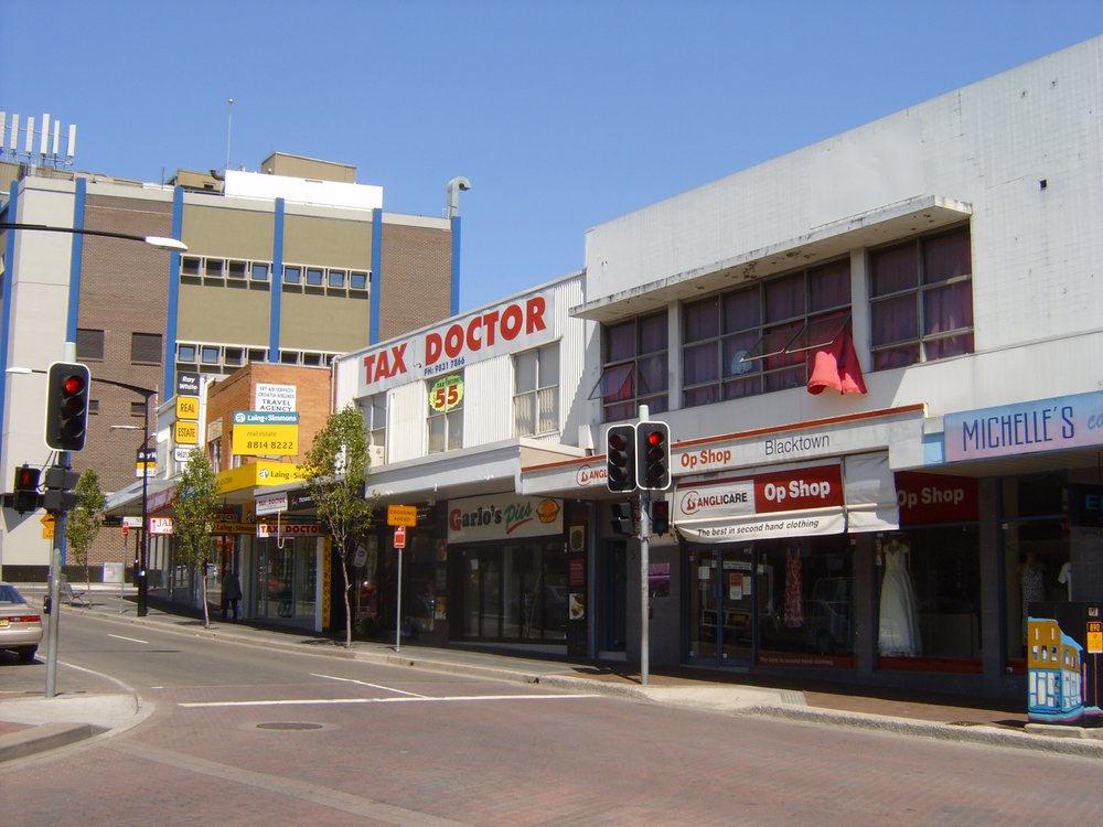 Flushcombe Road, Blacktown, western side, from Main Street Blacktown