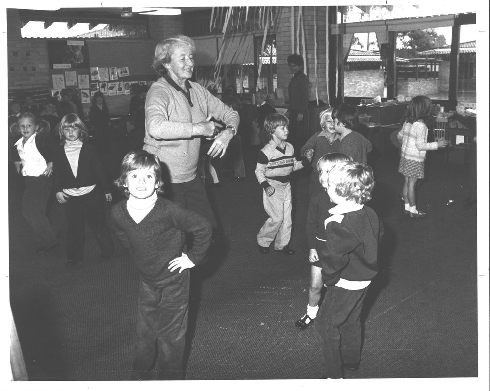 Margaret Walker,  dance instructor with children
