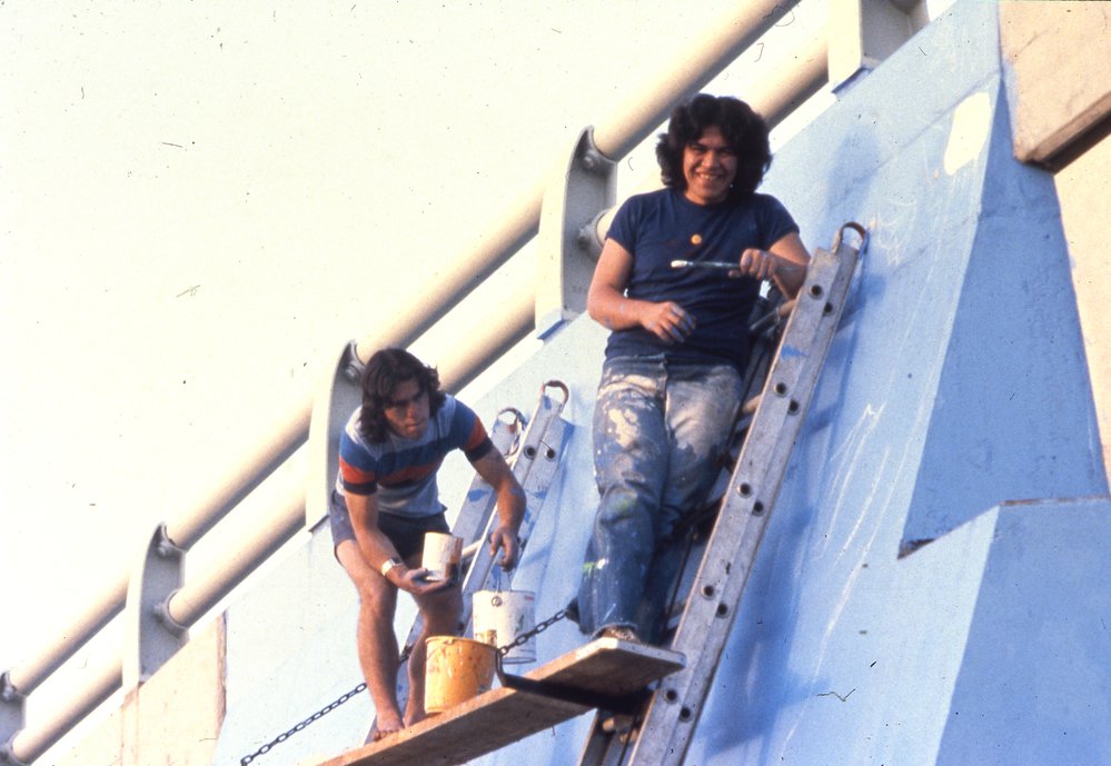Painting the mural at Seven Hills