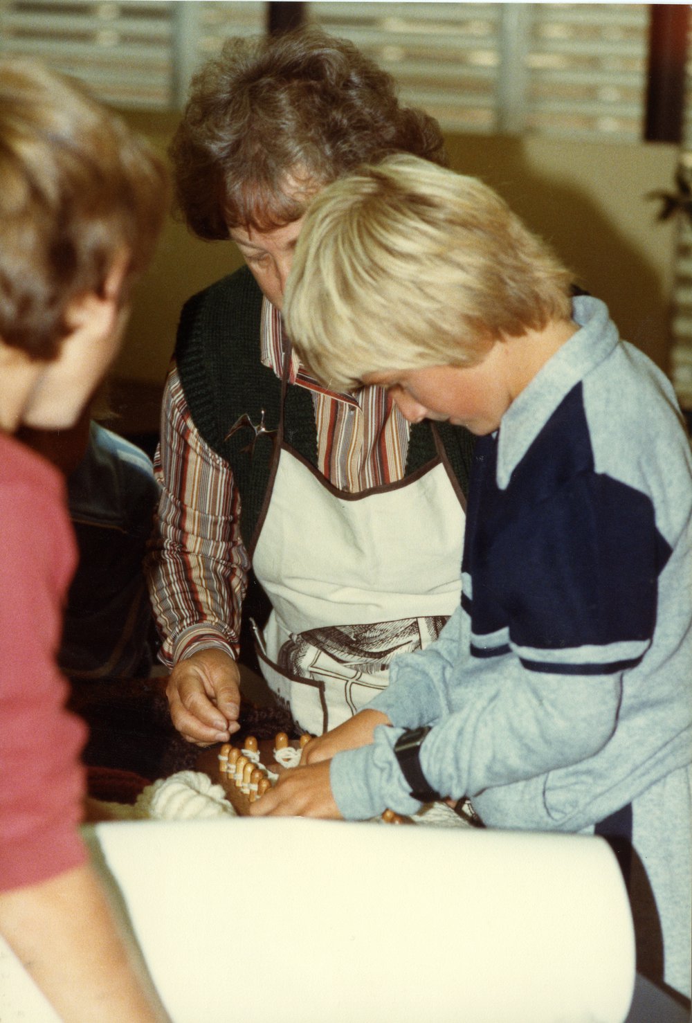 Schoolboy learning handicraft
