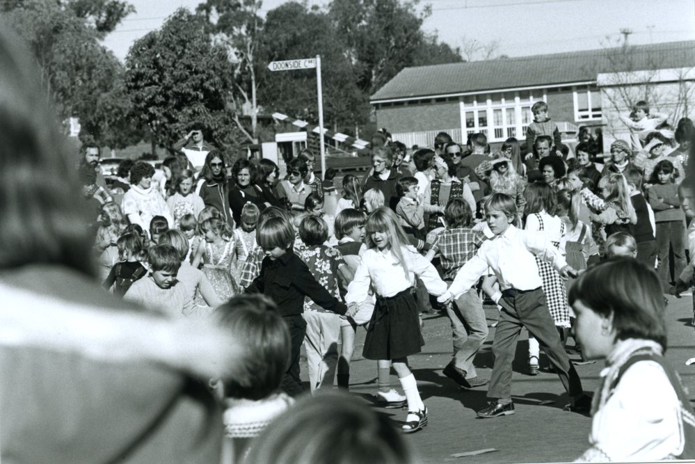 Schoolchildren dancing