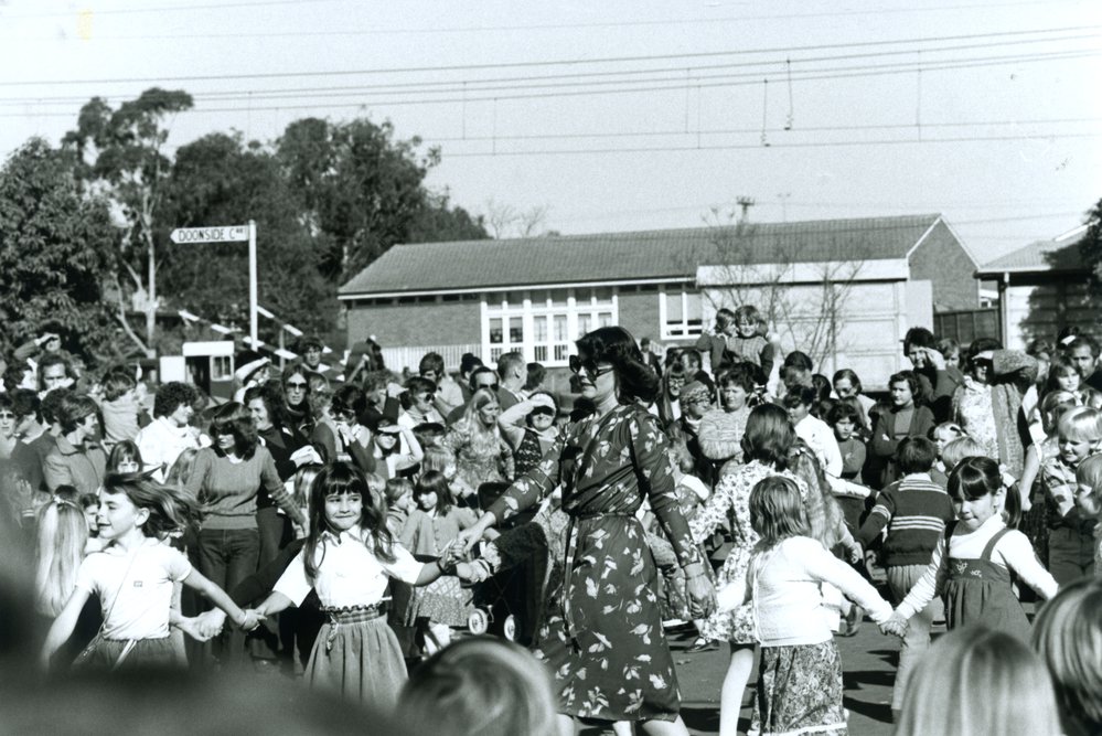 Schoolchildren dancing