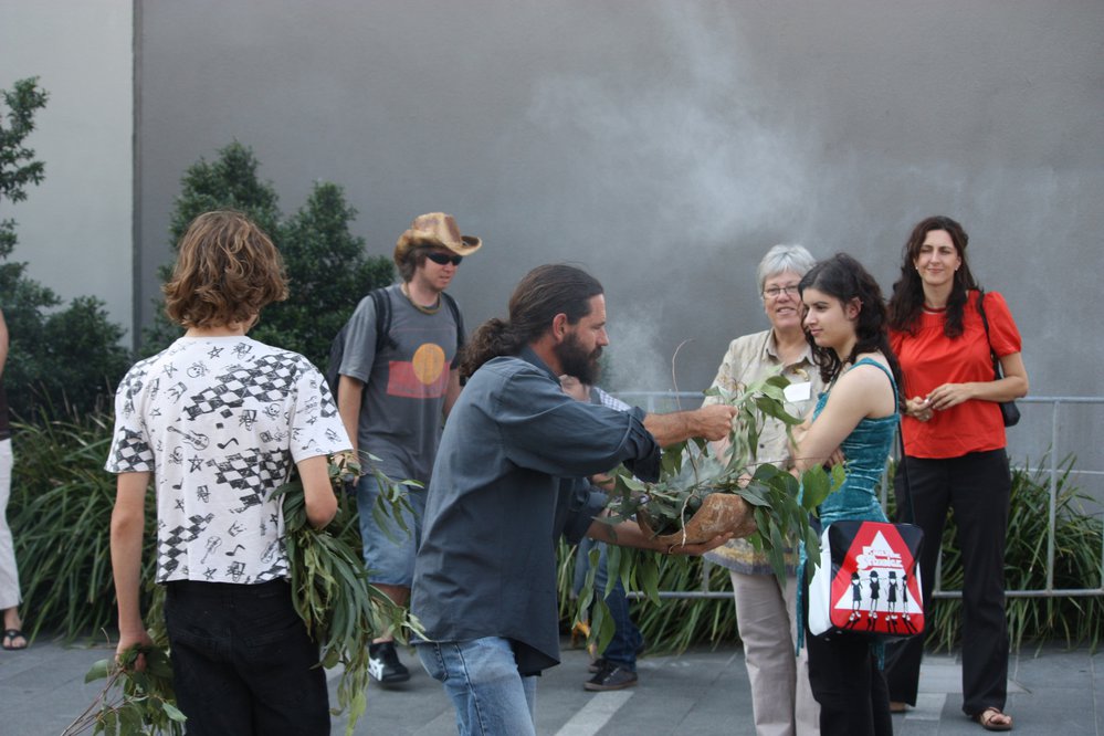 Smoking ceremony, Echoes of Blacktown official opening, 2009