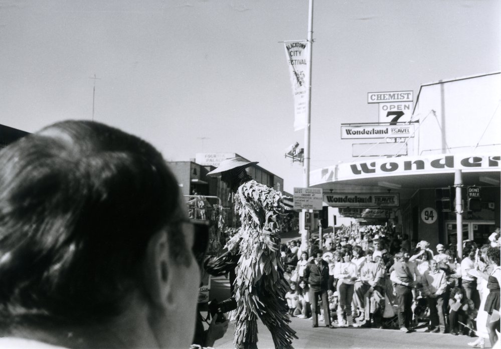 Stiltwalker in the Blacktown City Festival parade