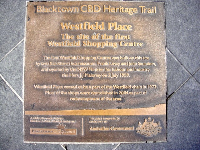 Westfield Place Plaque, Blacktown