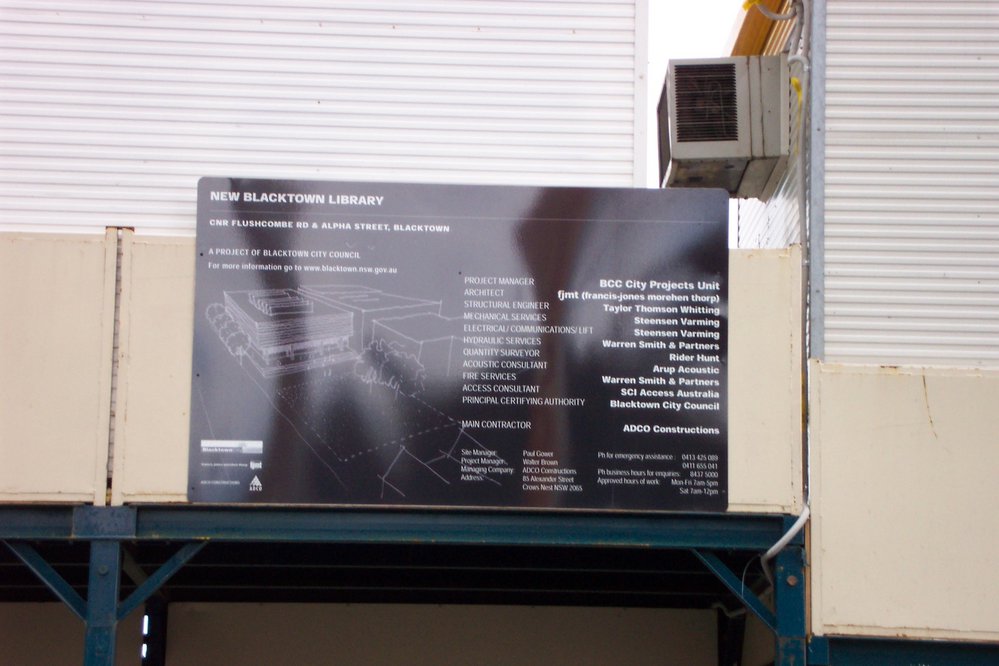 Max Webber Library construction - project sign board