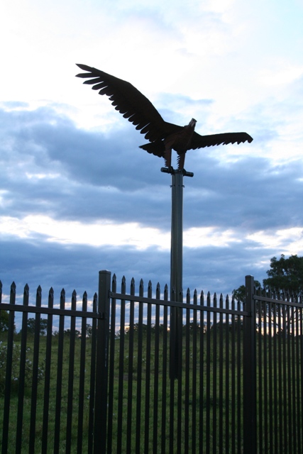 Eagle sculpture at Schofields railway station
