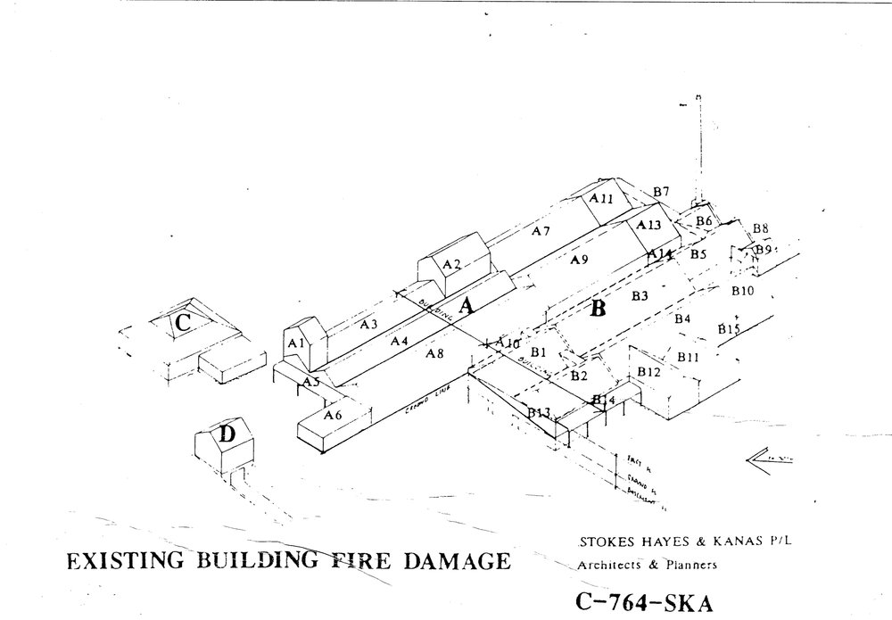 Minchinbury Winery Conservation, Building fire damage map