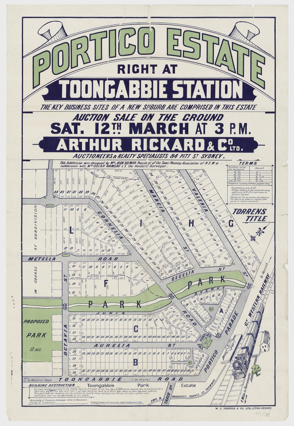 Portico Estate right at Toongabbie Station, 1921