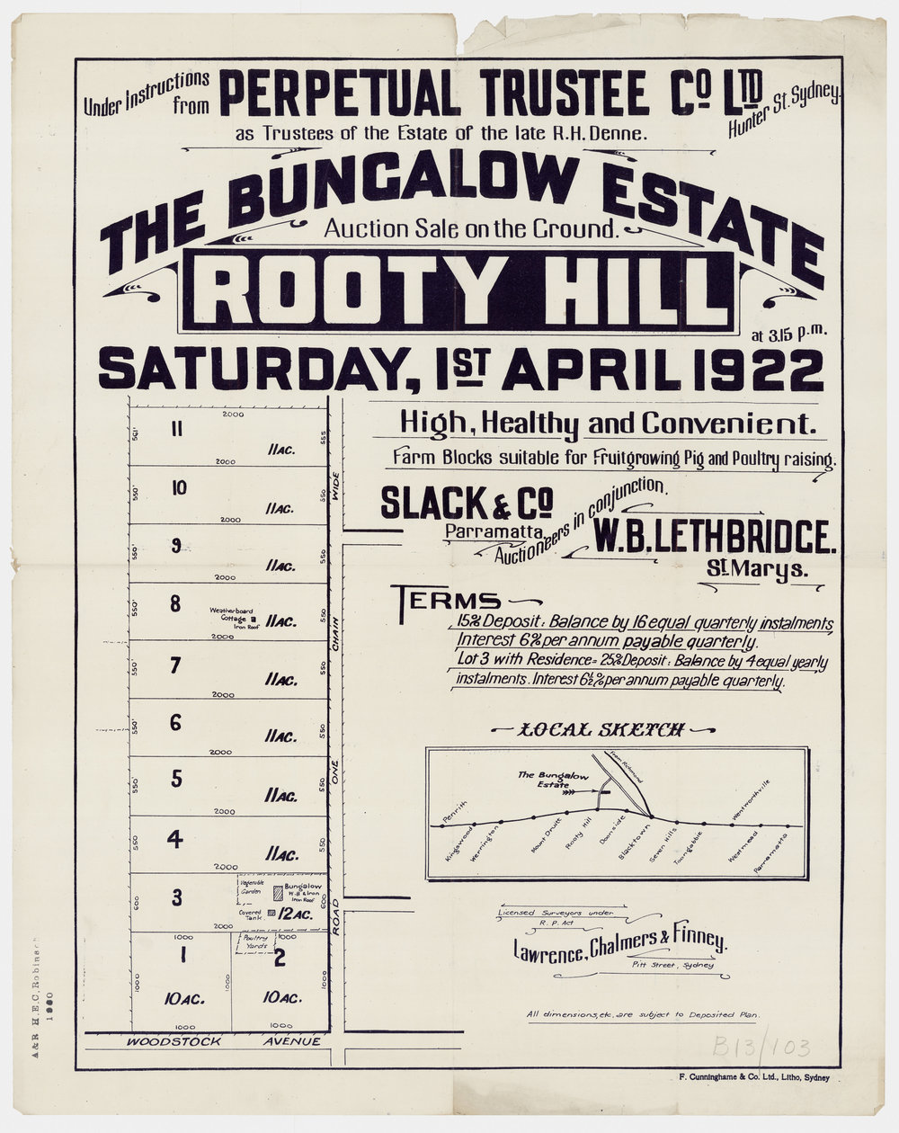 The Bungalow Estate, Rooty Hill, 1922