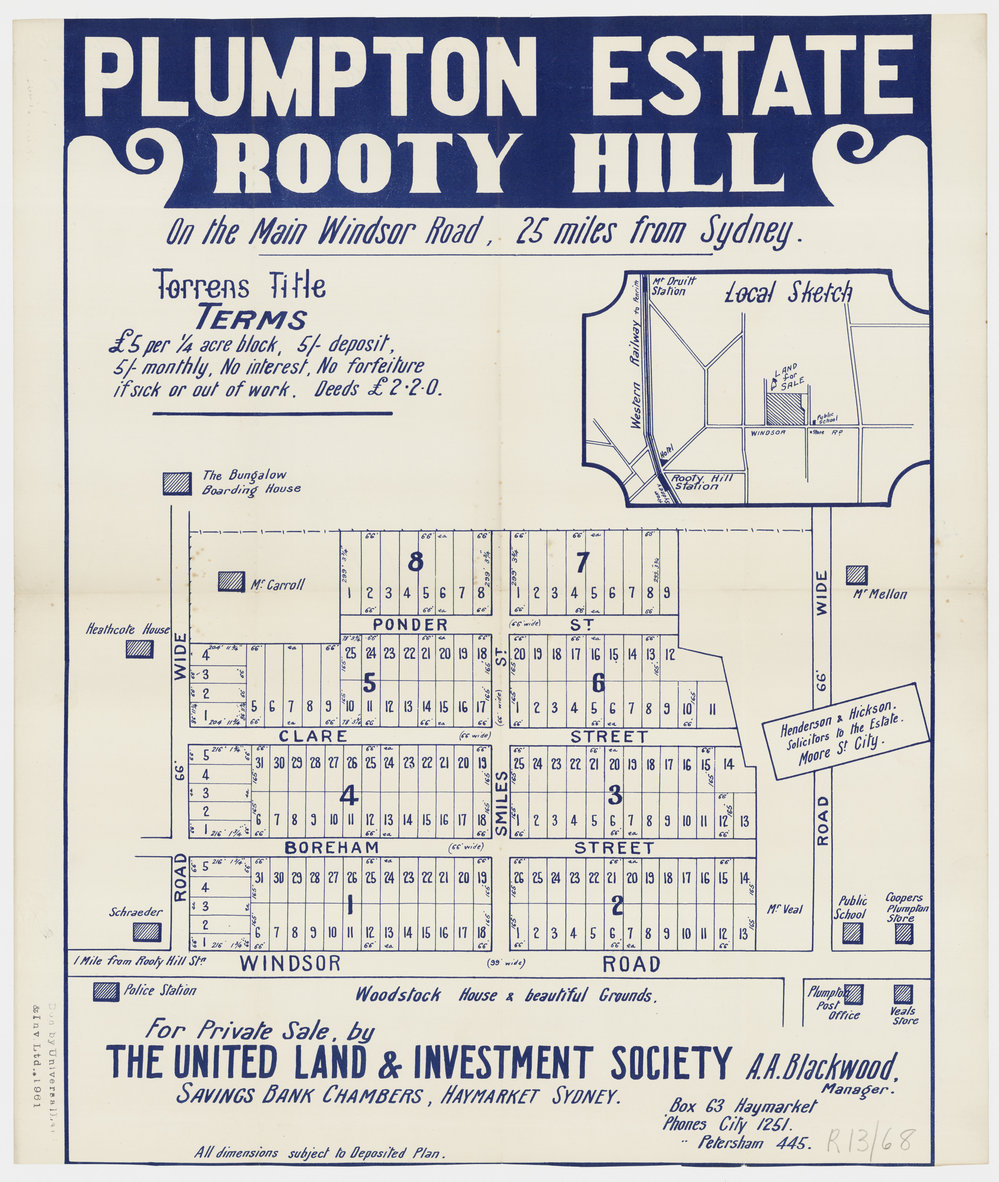 Plumpton Estate, Rooty Hill, c1907