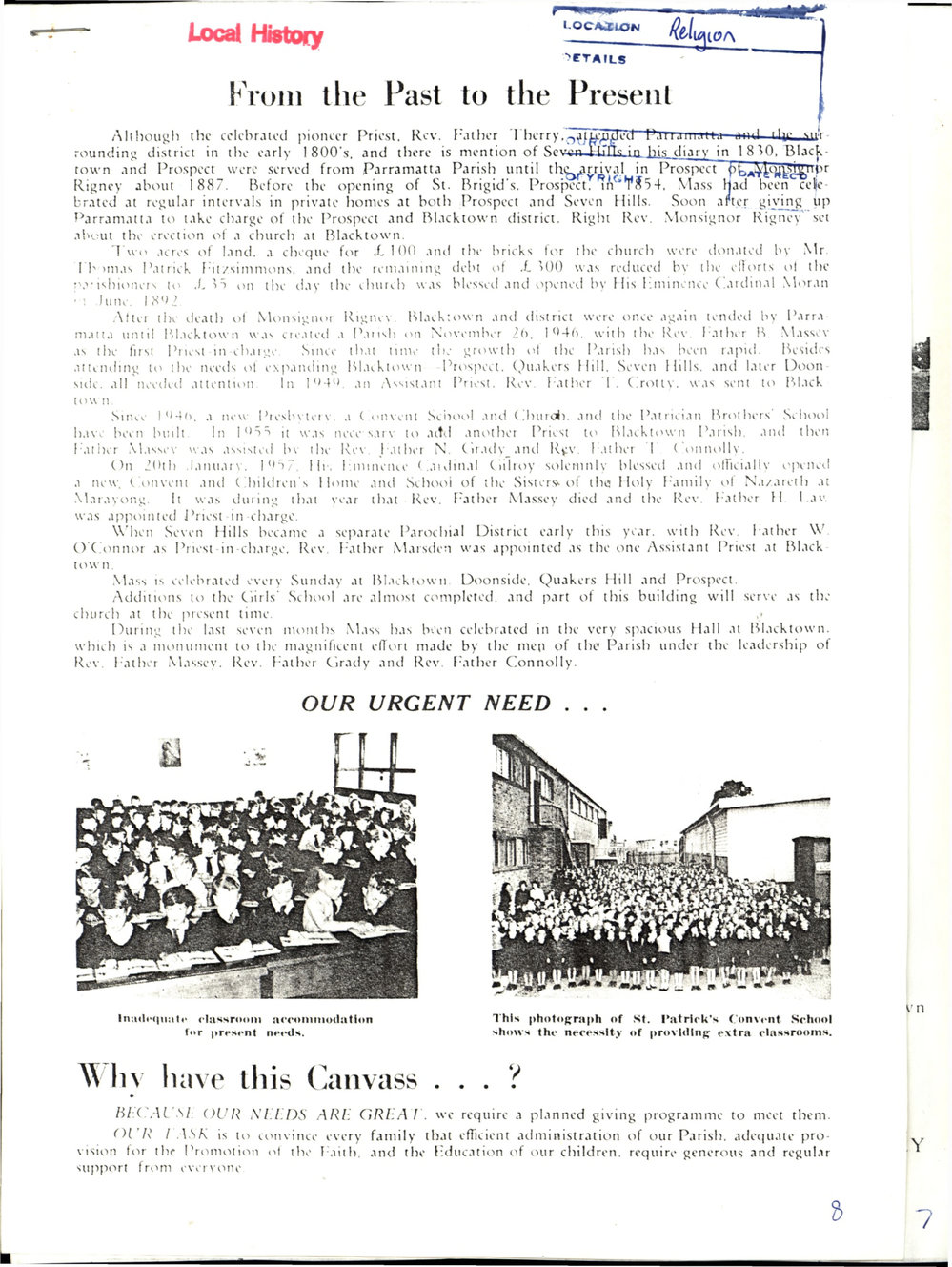 History of Catholic Churches in the Blacktown area