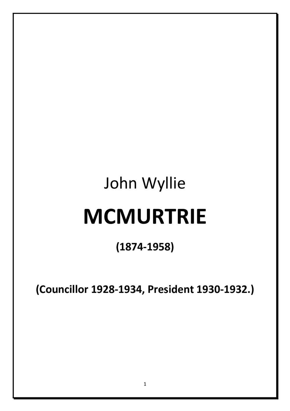 John Wyllie McMurtrie - biography