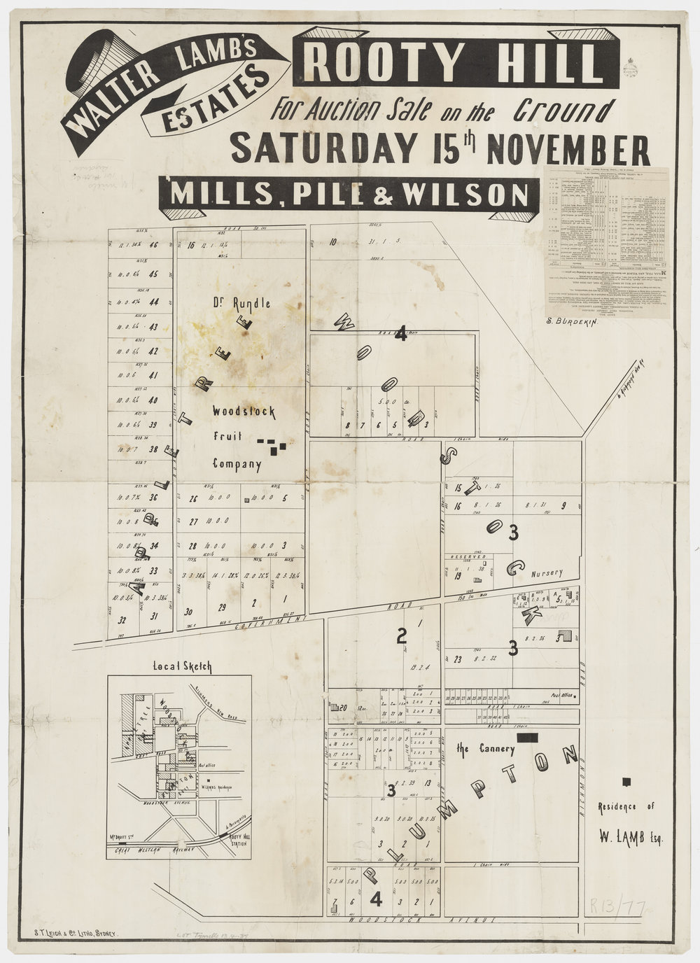 Walter Lamb's Estates, Rooty Hill
