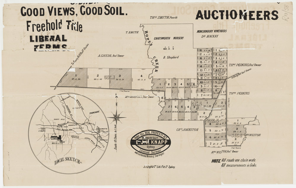 Shepherd's Chatsworth Estate, 1882 (half map)