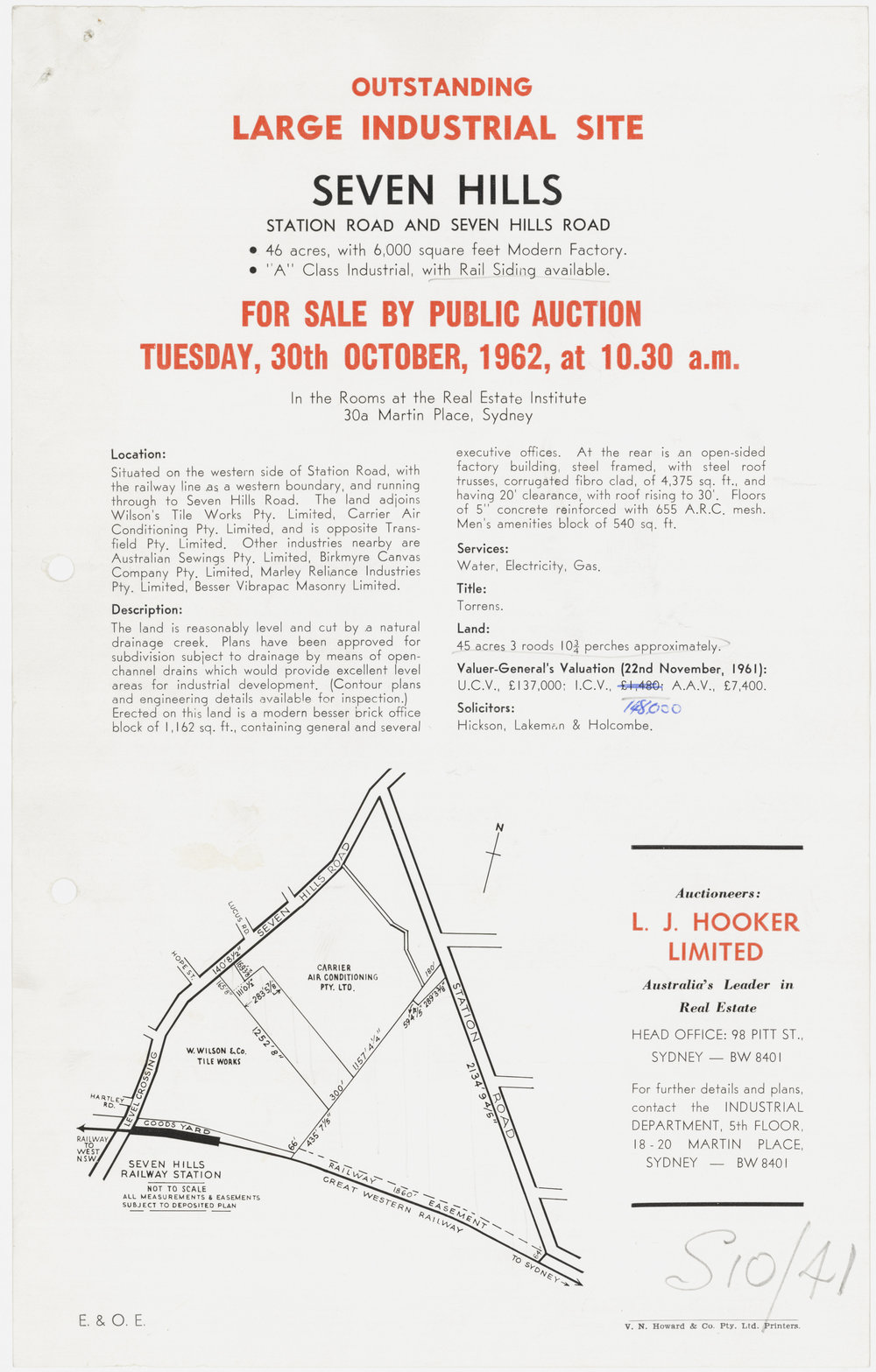 Land sale - Seven Hills industrial site