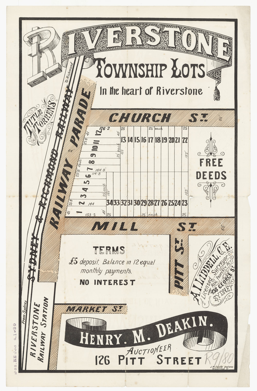 Riverstone Township lots, c 1884