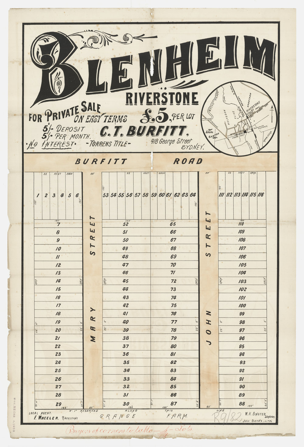 Blenheim Park Estate, Riverstone, 1884
