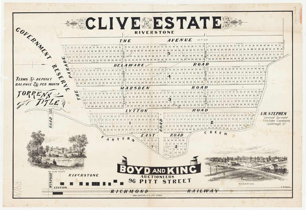 Clive Estate, Riverstone, c1884
