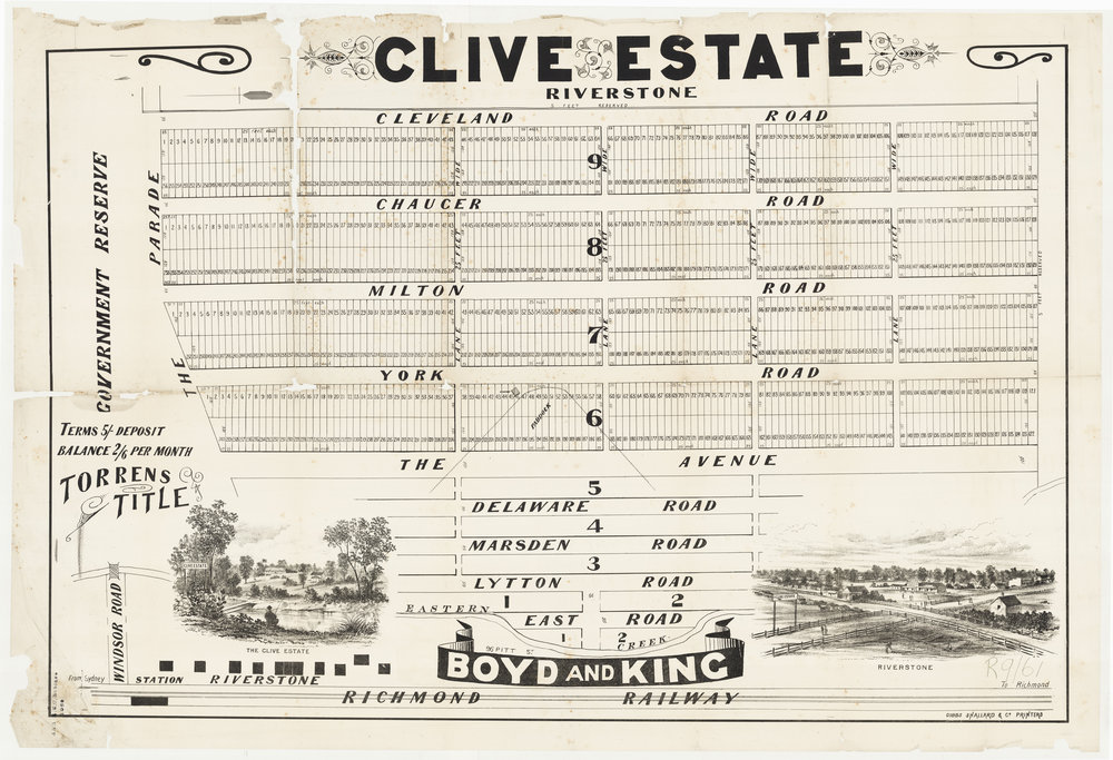 Clive Estate, Riverstone, c1884