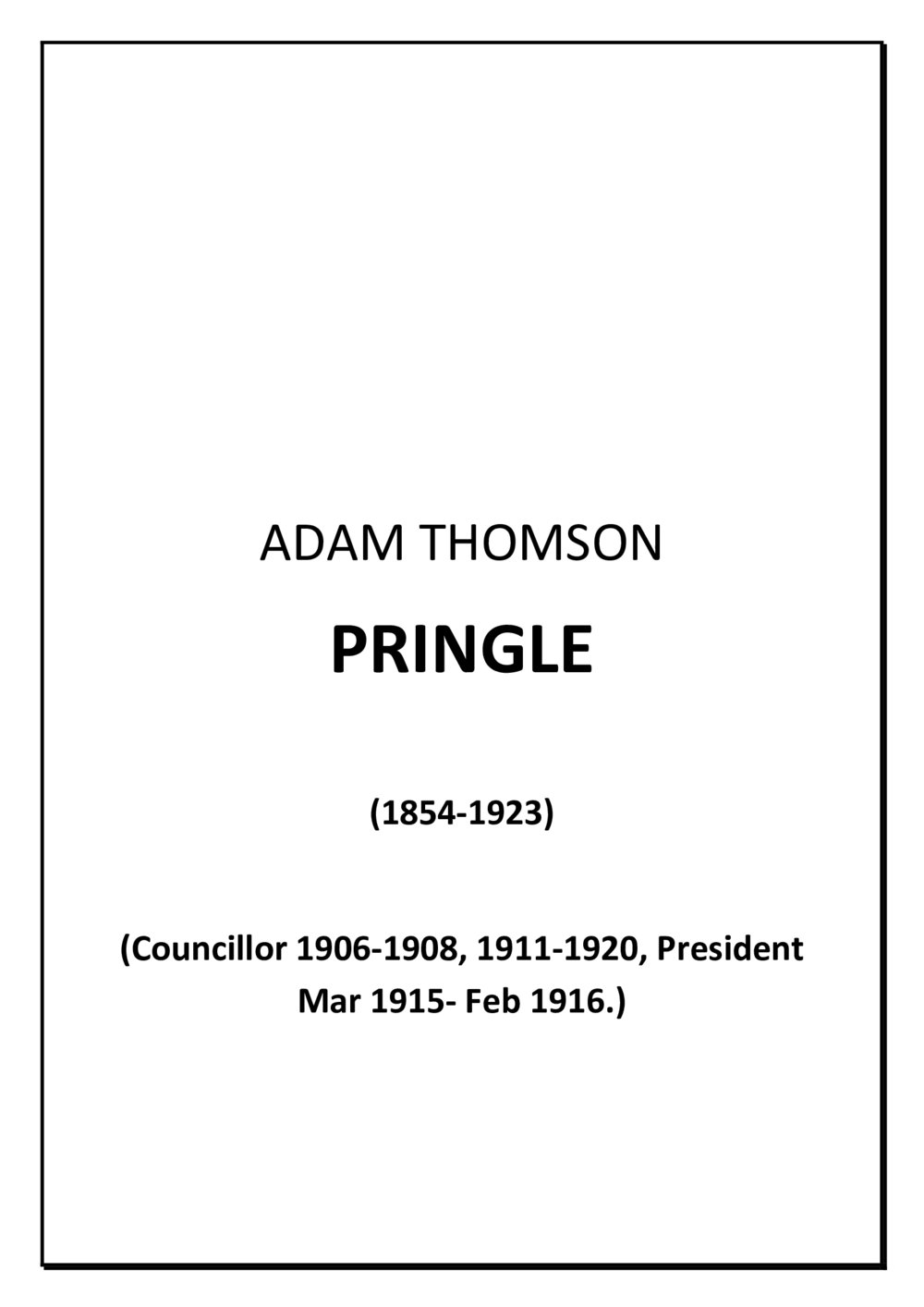 Adam Thomson Pringle biography