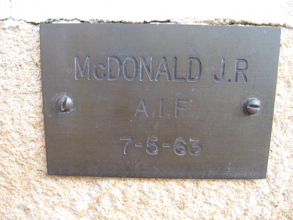 Plaque - McDonald, John Reginald (AIF)
