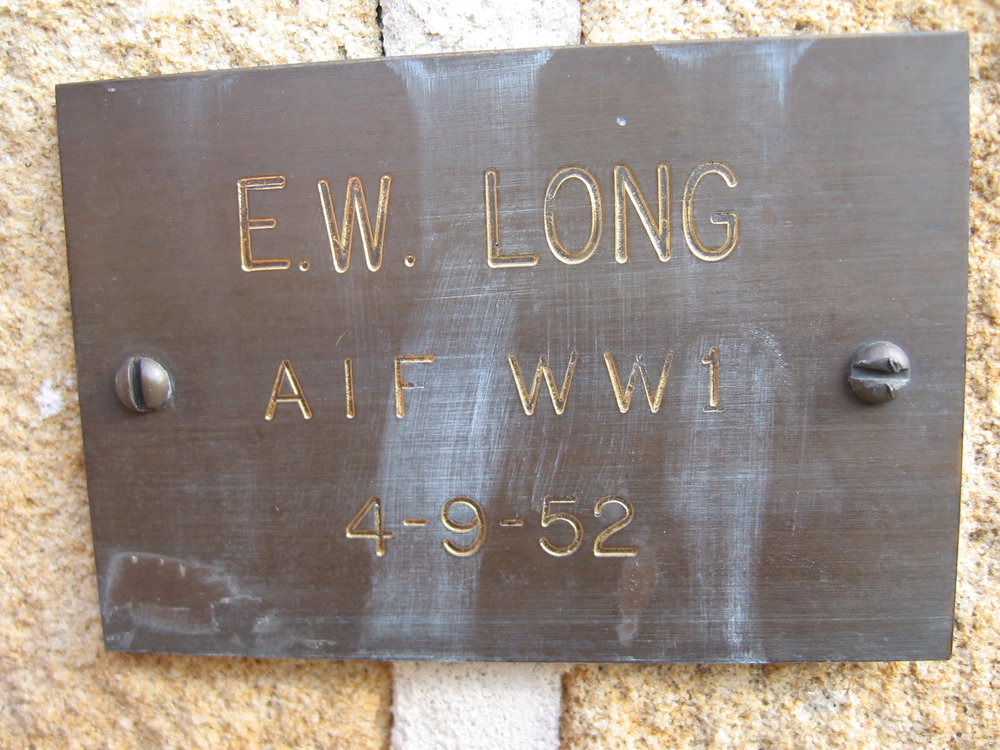 Plaque - Long, Edward William (AIF WW1)